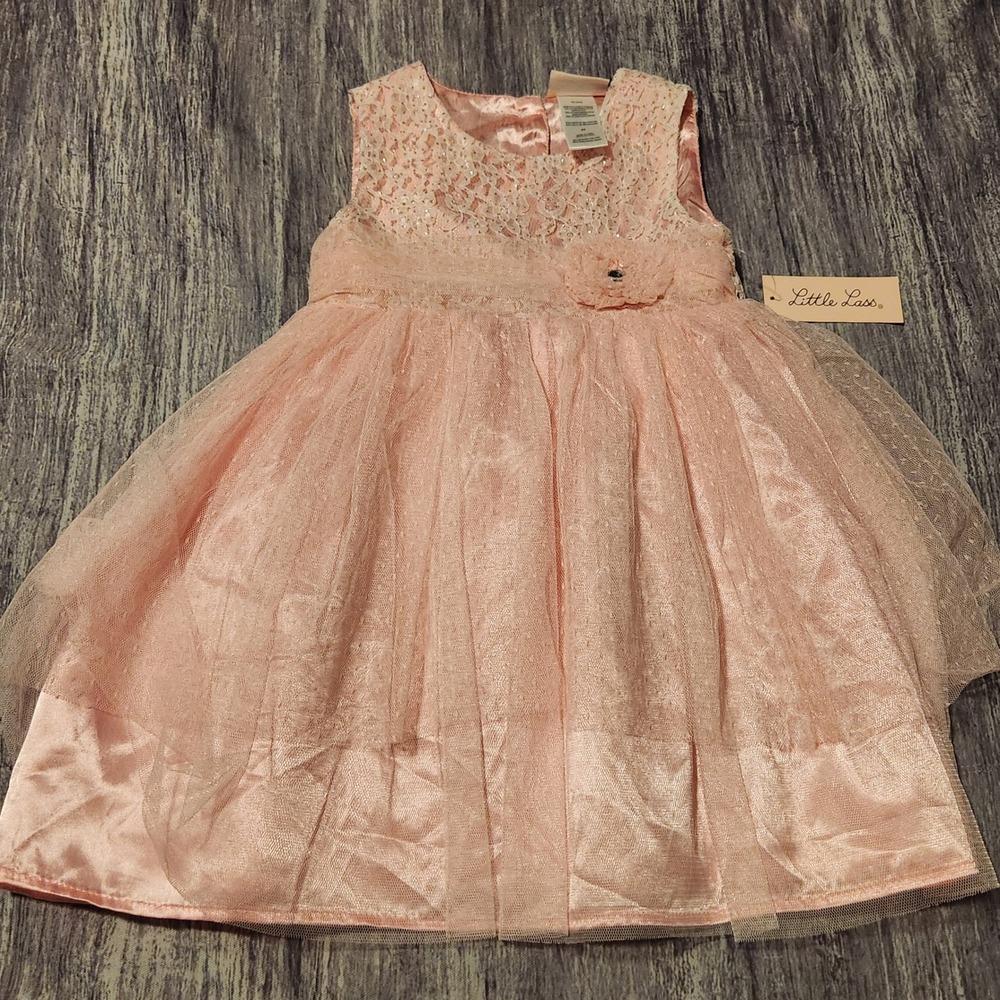 Little Lass‎ Girls 4T Pink Lace Tulle Dress Party Special Occasion NWT